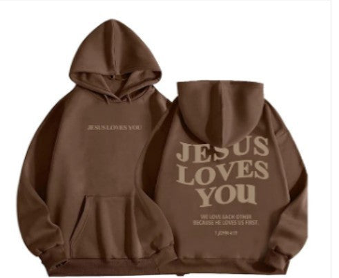 "Jesus Loves You" Aesthetic Women's Hoodie | 1 John 4:19 Edition🙏🌺