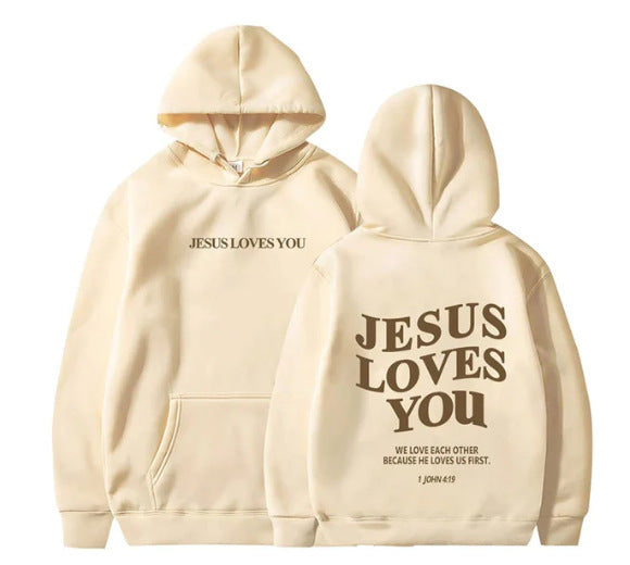 "Jesus Loves You" Aesthetic Women's Hoodie | 1 John 4:19 Edition🙏🌺