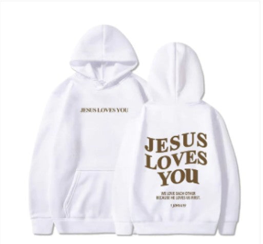 "Jesus Loves You" Aesthetic Women's Hoodie | 1 John 4:19 Edition🙏🌺