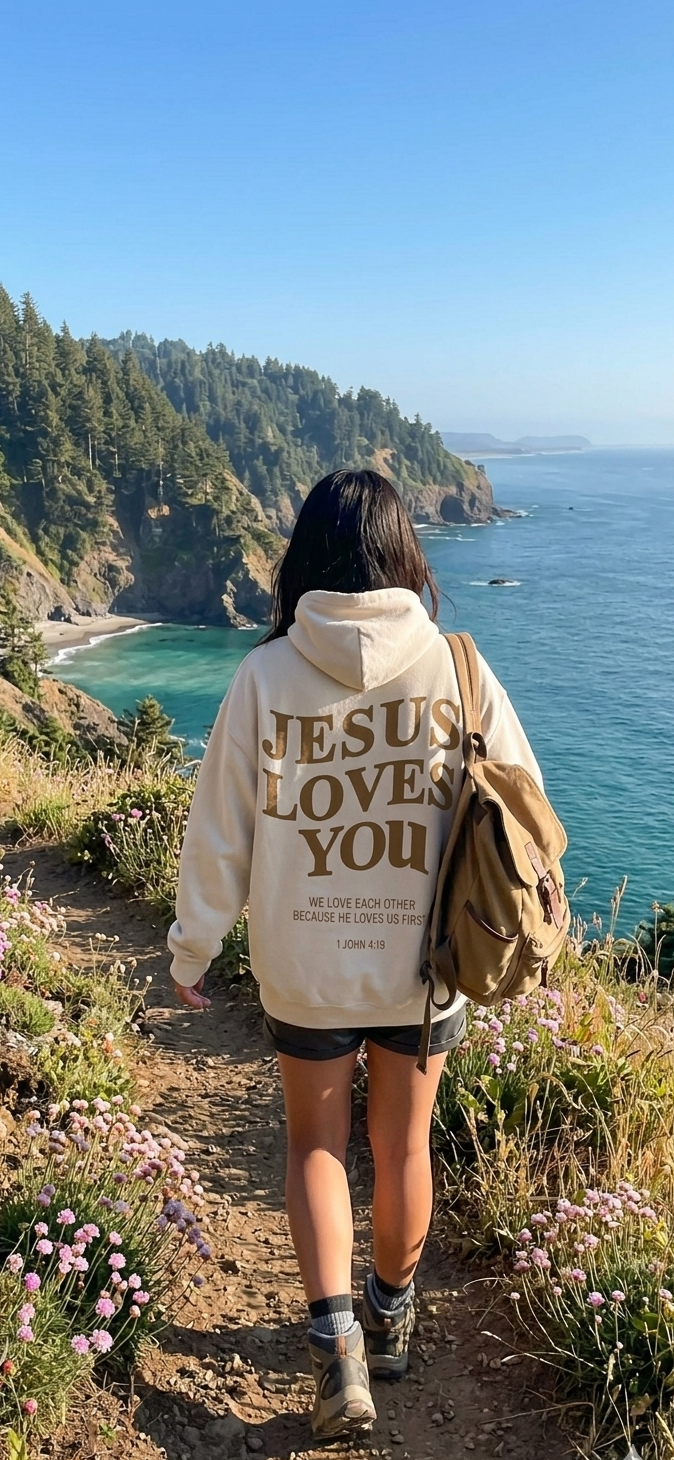 "Jesus Loves You" Aesthetic Women's Hoodie | 1 John 4:19 Edition🙏🌺
