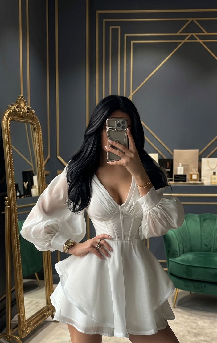 Women’s V-Neck Long Sleeve A-Line Dress | Elegant Flowing Silhouette, Timeless Chic & Effortless Grace🌊